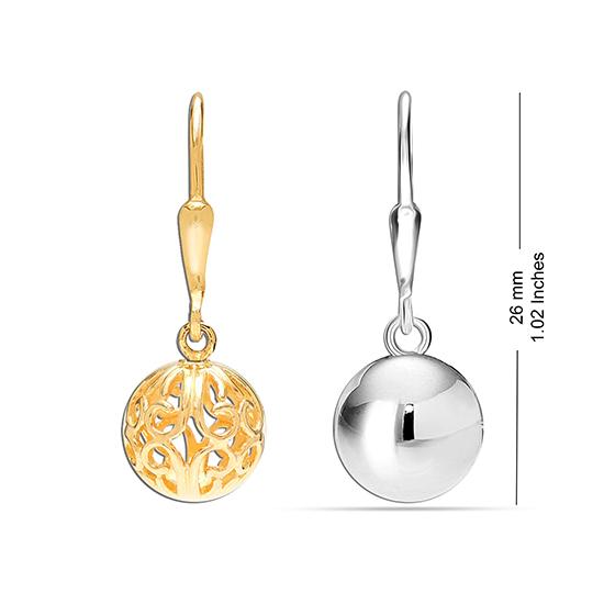 LeCalla 925 Sterling Silver Light-Weight Filigree Ball Leverback Dangle Earring for Women Teen 10 MM