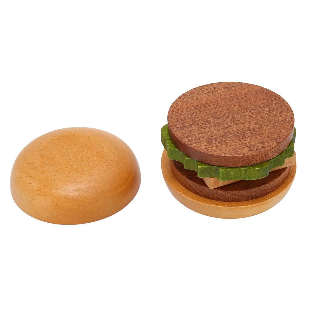 Hamburger Coaster Set Heat Insulation Cute Exquisite Wood Drink Coasters with Magnet for Kitchen