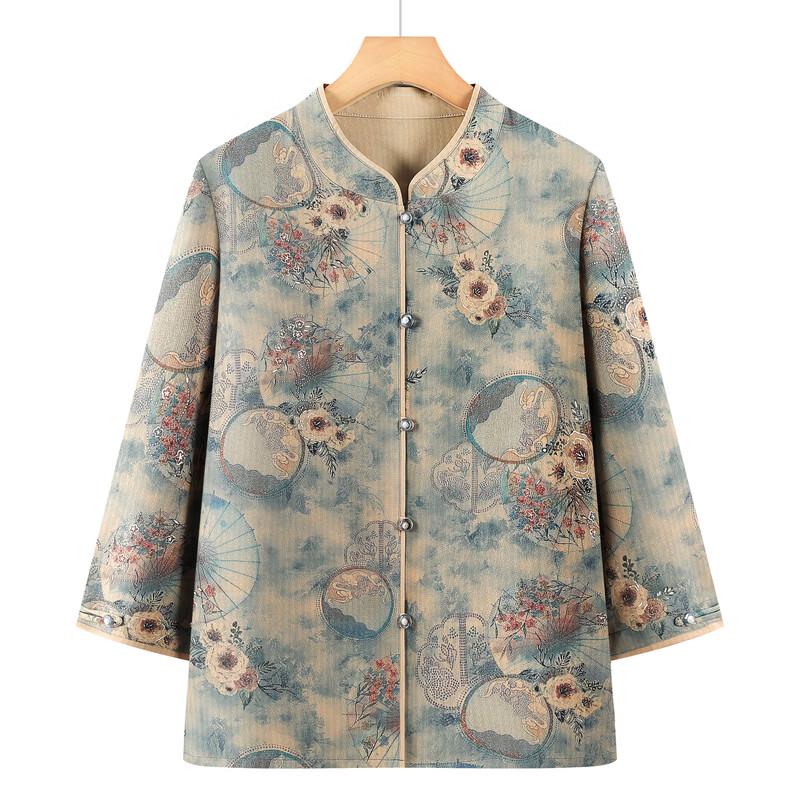 Elegant New Chinese Style Floral Print Blouse for Women