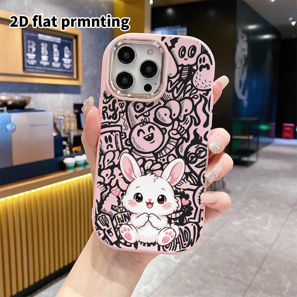 Phone Case: 2D Flat Design Suitable for iPhone 18 17 16 15 14 13 Pro Protective Case, Couple Style, Little White Rabbit, Christmas and Halloween Gifts