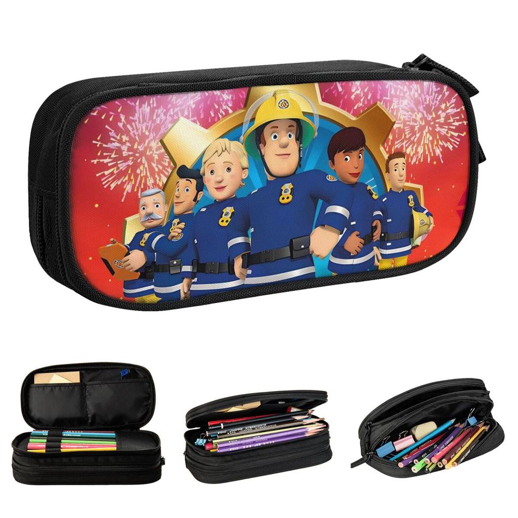 Fireman Sam Pencil Cases Classic Firefighters Cartoon Pen Pencil Bags Kids Big Capacity Office Gifts Pencil Pouch