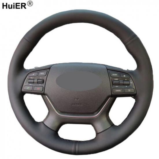 DIY Hand Sewing Car Steering Wheel Cover Wrap For Hyundai Genesis 2015 2016