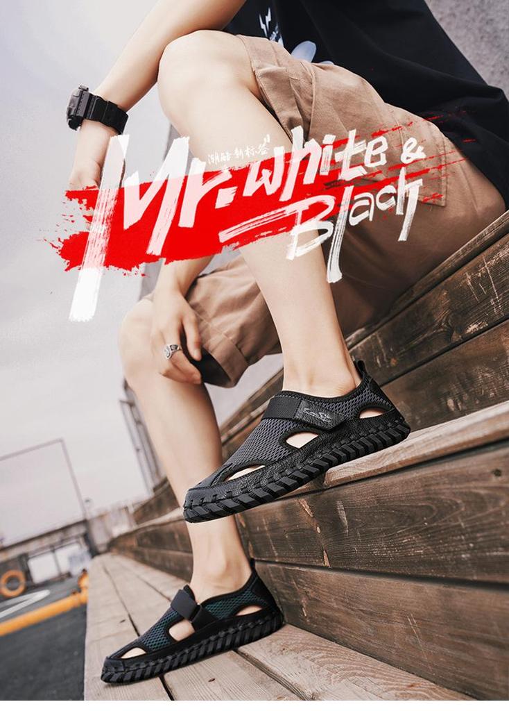 Men's Plus Size Breathable Mesh Closed-Toe Summer Sandals