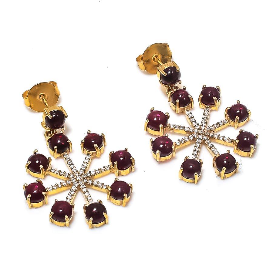 Orecchino in Argento Sterling 925 con Granato Hessonite e Zircone 1.42" KJ-1184