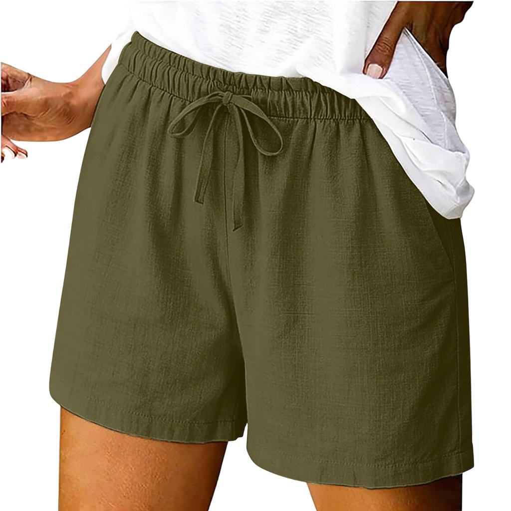 Women Linen Cotton Blend Wide Leg Shorts with Elastic Waistband and Back Pockets Casual Summer Bottoms for Comfort and Breathability