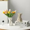 Nordic Cream Ruffle Fabric Ceramic Vase for Dried Flowers Irregular Pouch Shape Home Decor Living Room Table Centerpiece