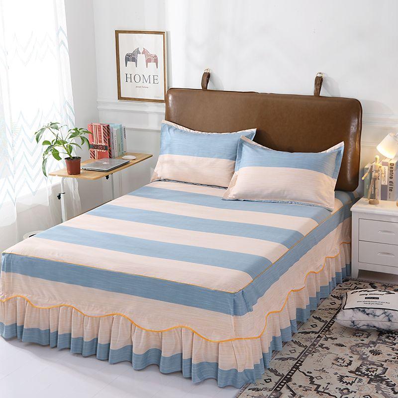 Lace Skirts Bedding Set Bedspread Elastic Fitted Mattress Cover Bedsheet Couple Quilt Single 3Pcs Bed Sheet Cotton Pillowcase