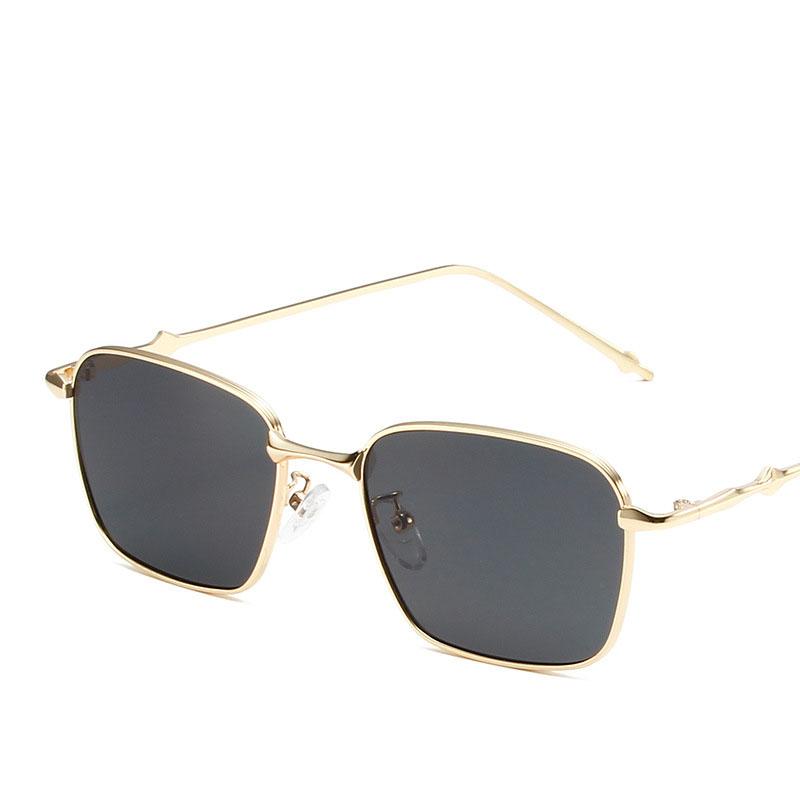 UV400 Rectangle Sunglasses Trendy High-Quality Metal Frame Punk Sun Glasses Travel Shades for Women & Men