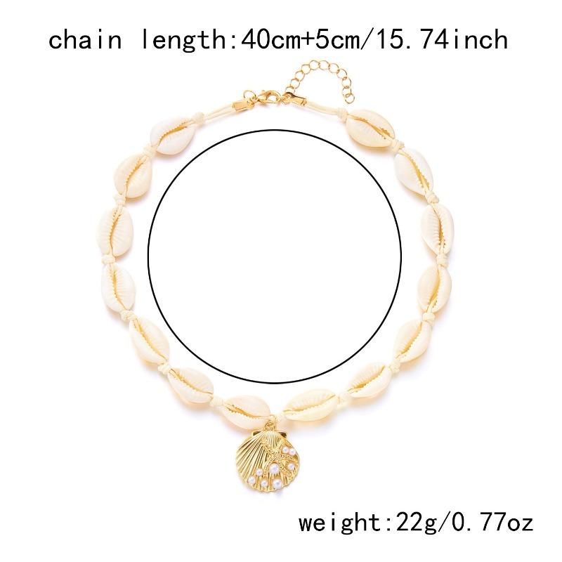 1PC Summer Hot Sale Jewelry Simple Scallop Pendant Necklace Women's Versatile Hand-woven Collarbone Chain Women