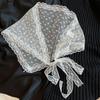 2026 Pastoral Style Lace Triangle Scarf Headband - Sweet Temperament Retro Plaid Ribbon Accessory.