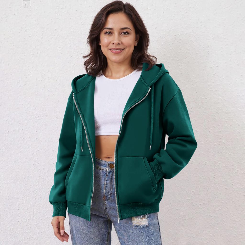 Women's Off Shoulder Zipper Hoodie Sweatshirt  Fashion Clothing Casual Jacket