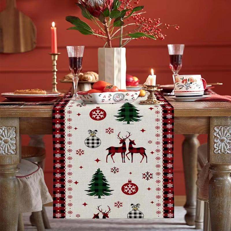 1PC Print Snowman For Home Xmas Table Decor Creative Christmas 33*183cm Table Runner Table Mat