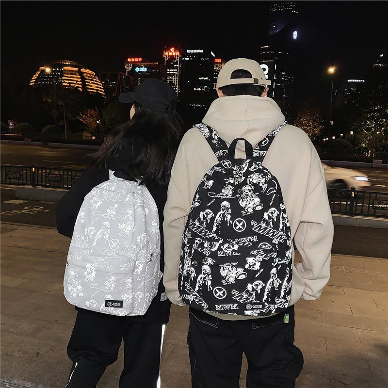 School season student backpack graffiti couple backpack large capacity junior high school campus bag