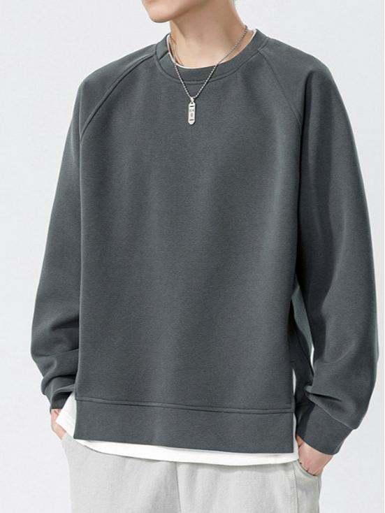 2025 Herbst/Winter Trendiger Schwerer Herren-Kapuzenpullover im Fake-Zweiteiler-Look - Lässig Locker Rundhals Langarm