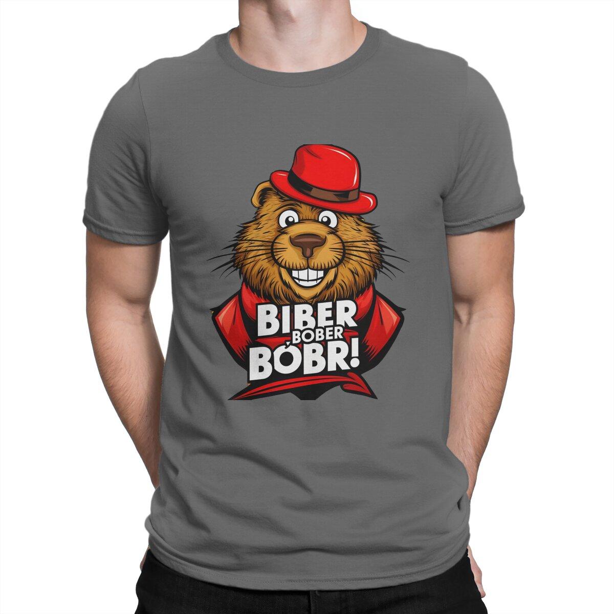 

Bobr Funny T-Shirt For Men Kurwa Bobr Bober Cool Cotton Tees O Neck Short Sleeve T Shirt Gift Clothing XXXXXL темно серый