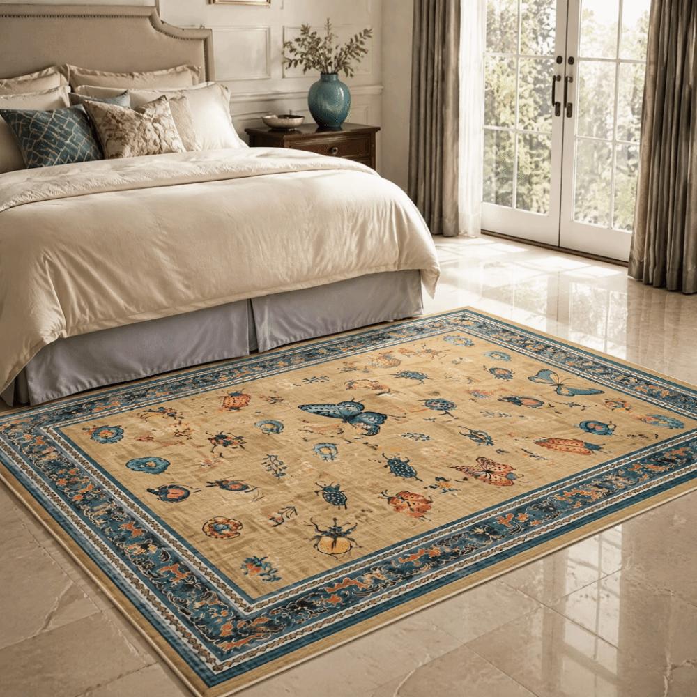 Soft Flower Carpet Non-slip Door Gasket Durable Blanket for Living Room Tea Table Bedside
