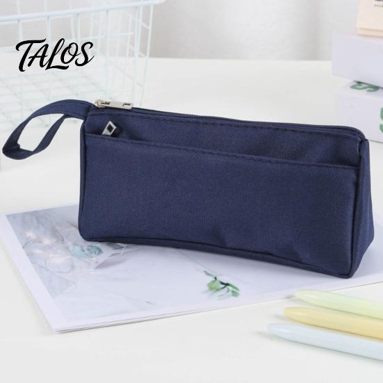 Practical Pen Storage for Classroom Pencil Case with Zipper And Handle, Durable Oxford Solid Color Minimalist Cloth Organizer, Portable Lightweight
