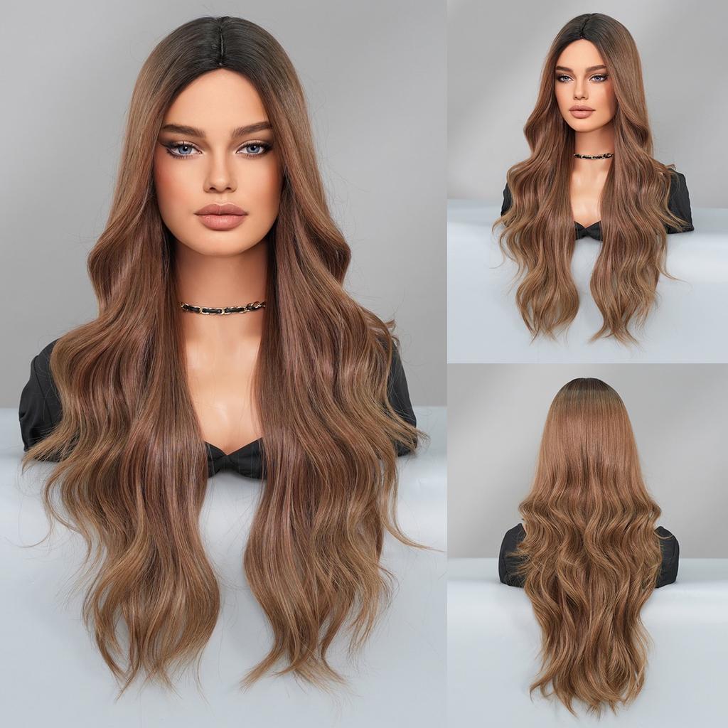 Fashion Women's Medium Gradient Long Curly Wig Big Wave Chemical Fiber Wig
