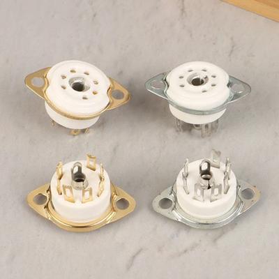 Yousheng 2Pcs Ceramic Tube Socket GZC7-F Golden Tinning Plated 7-Pin Vacuum Electronic Tube Socket Replacement Parts Accessories for 6J1 6J2 6X4 6Z4