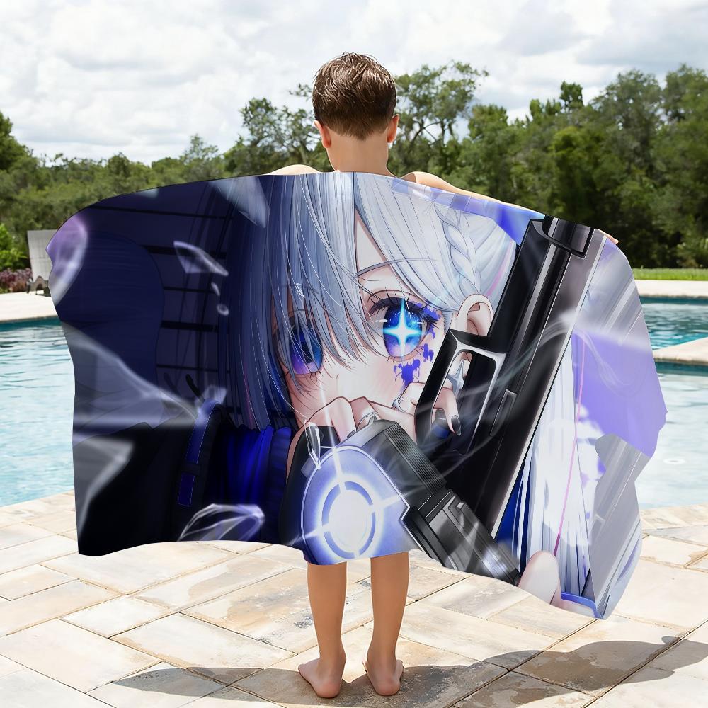 A-Amane Kanata Singer VTuber Towel Soft Lightweight Anti-Sand Large Beach Towel Quick-Drying Bath Sports Family