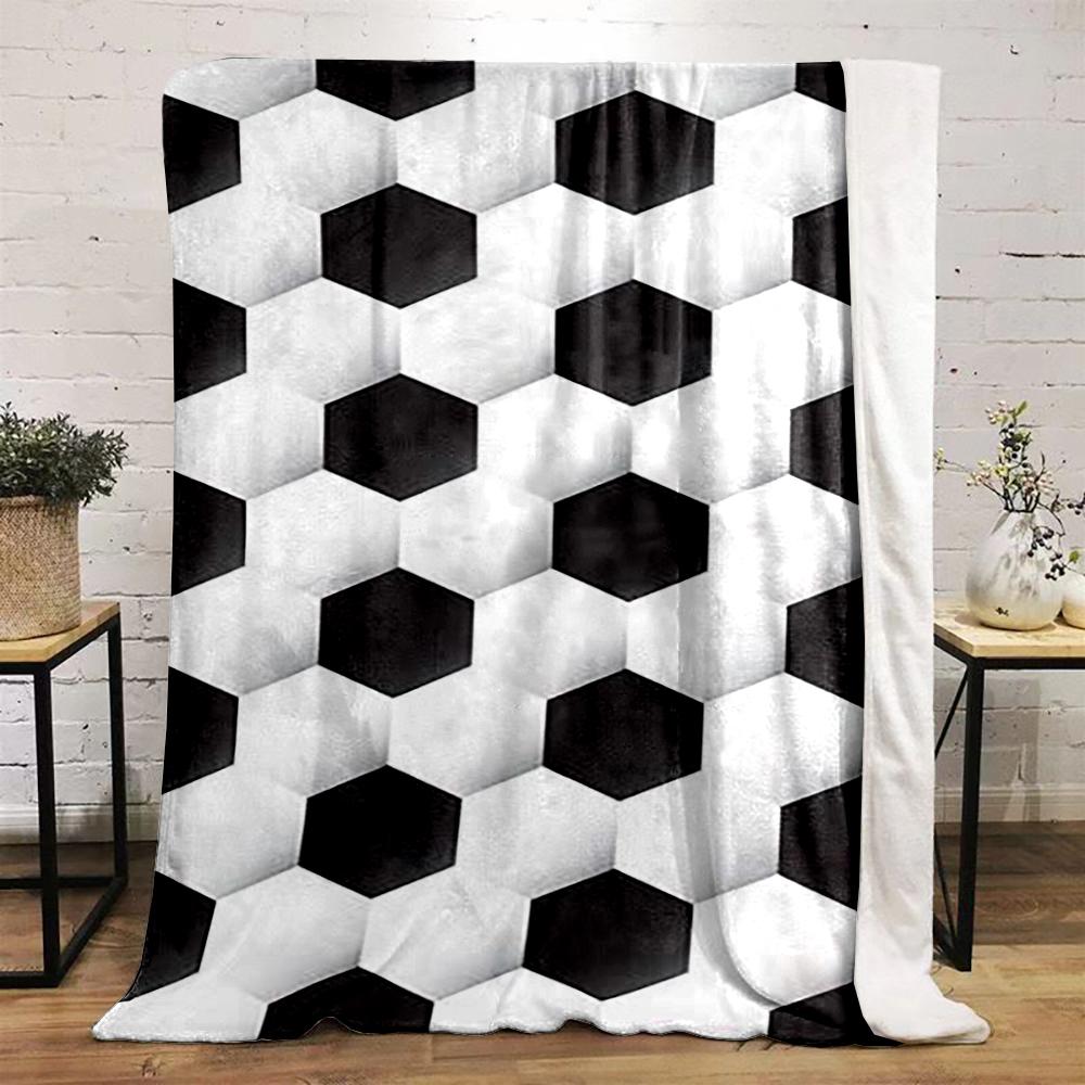 Black and White Hexagonal Design printed Flannel blanket for bedroom, living room, sofa, and nap