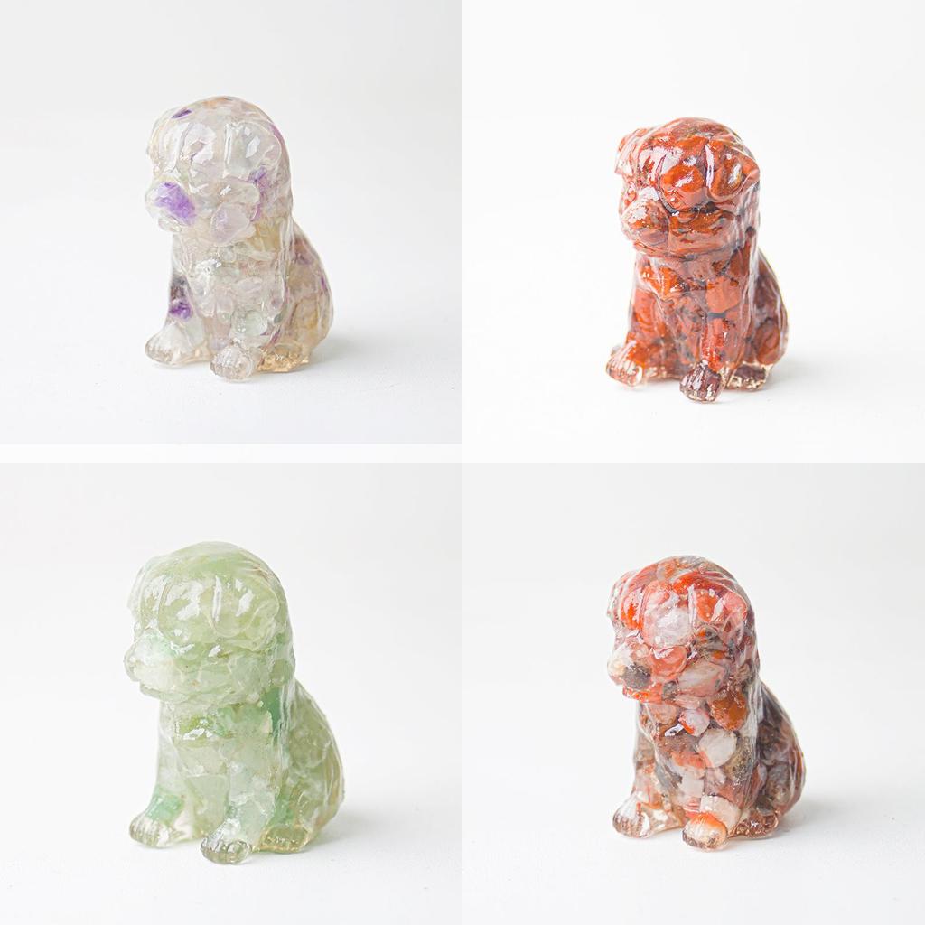 Resin Craft Pet Statue With Genuine Water Crystal For Modern Living Room Accent