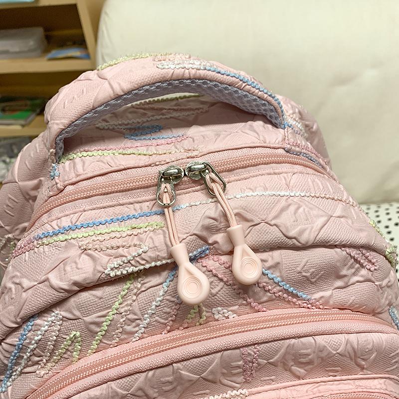 Junior High School Student Schoolbag Women's Colorful Embroidery Backpack Large Capacity Student Backpack