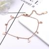 Korean 18K Rose Gold Star & Moon Titanium Steel Anklet with Diamonds - Unique Women's Forest Style, Non-Fading.