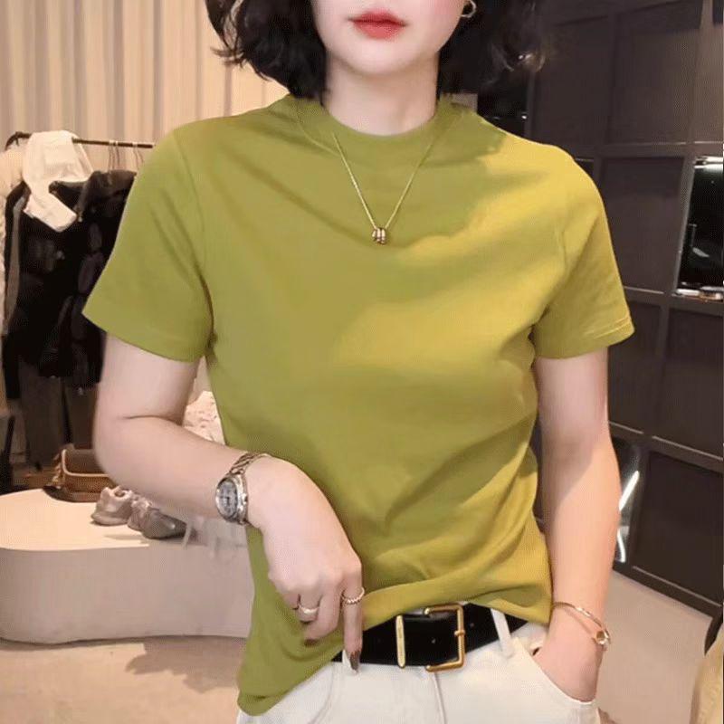2025 Frühling/Sommer Koreanischer Stil Slim Fit Kurzarm Sweatshirt T-Shirt - Vielseitiges Übergröße Damen Freizeit Oberteil