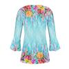 Button Down Shirts For Women Print Tunic Summer Tops Dressy Casual Bell 3/4 Sleeve V Neck Spring Blouses