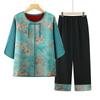 Chinese Style Summer Two-Piece Set for Middle-Aged and Elderly Women – Shirt and Pants Suit