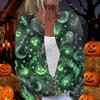 Damen Strickjacke mit langen Ärmeln, zum Knöpfen, Pullover mit Halloween-Print, Leichte Freizeit-Oberbekleidung