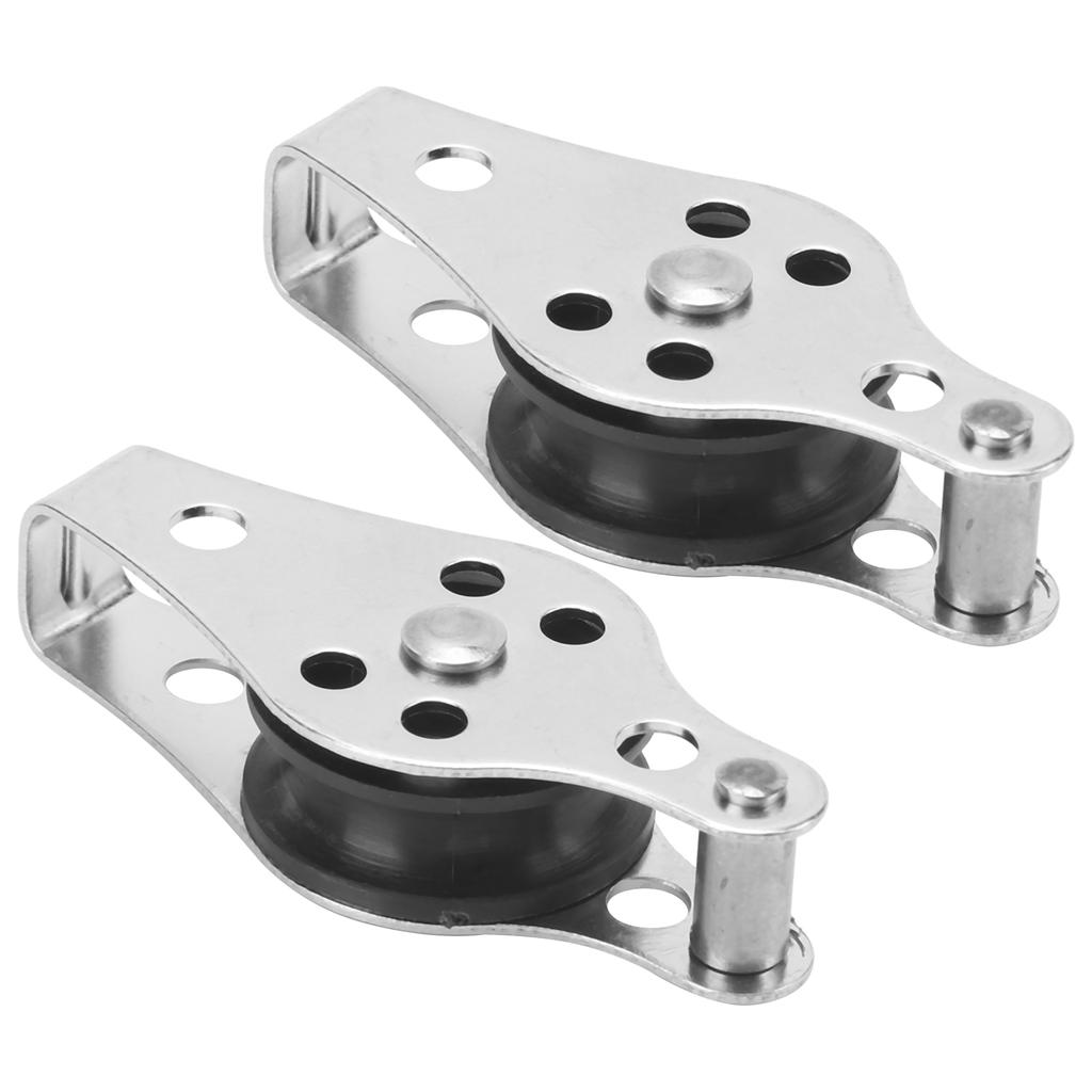 2pcs Pulley Block with Nylon Sheave Stainless Steel Rope Pulley Nylon Blocks for Kayak Boat
