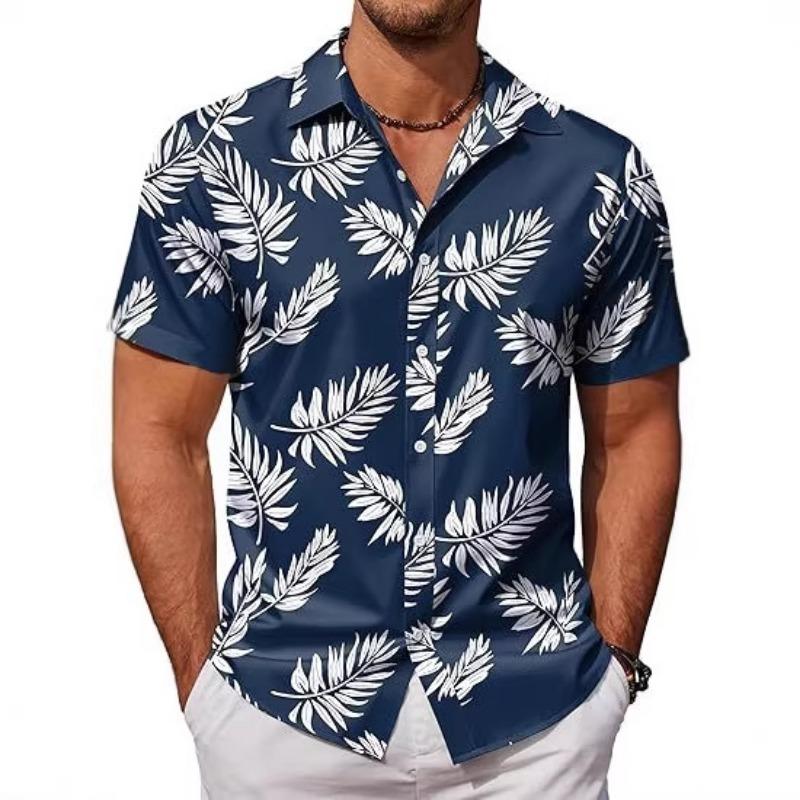 Men S Short Sleeve Tropical Print Hawaiian Casual Shirt