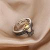 Adjustable Open Ring With Eagle Motif Vintage Style Unisex Copper Plated Geometric Statement Jewelry
