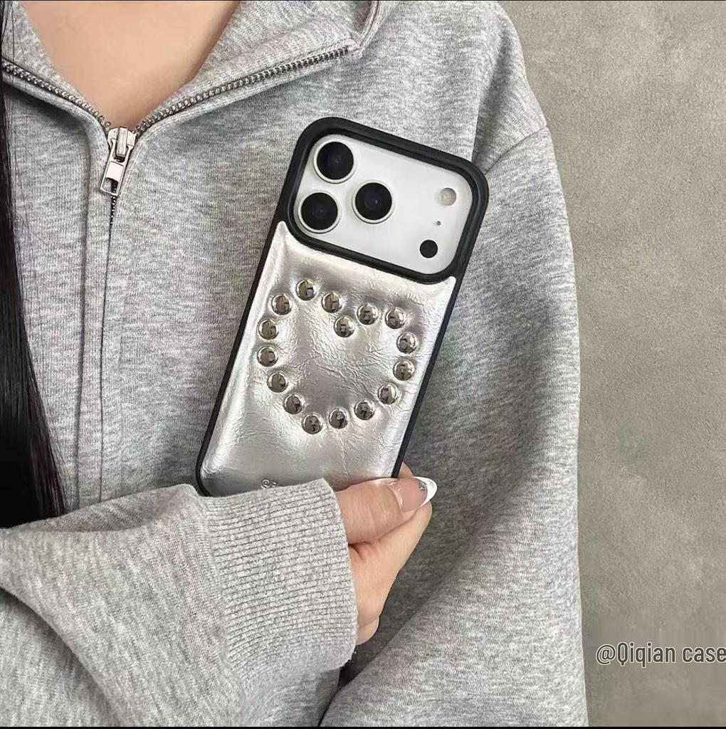 iPhone 17 Pro Max Case: High-End Leather Texture with 3D Rivets, Also Fits iPhone 16 Pro and iPhone 15