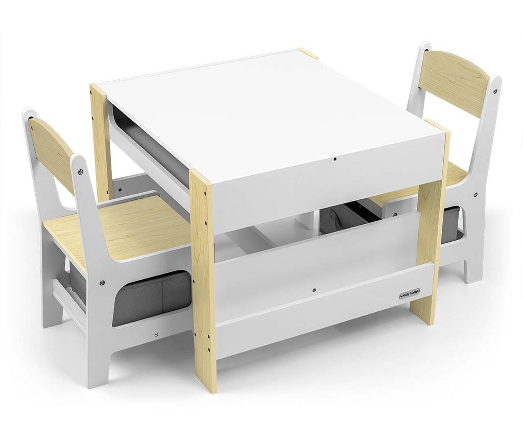 MILLY MALLY 5490 Furniture Set - Table and two chairs Sven Natural