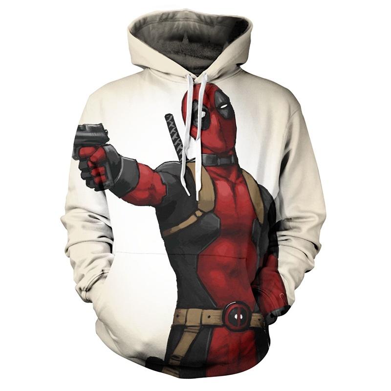 Men's Deadpool Sweatshirts Long Sleeve Hooded Coat Pullover Hoodies With Superhero Design
