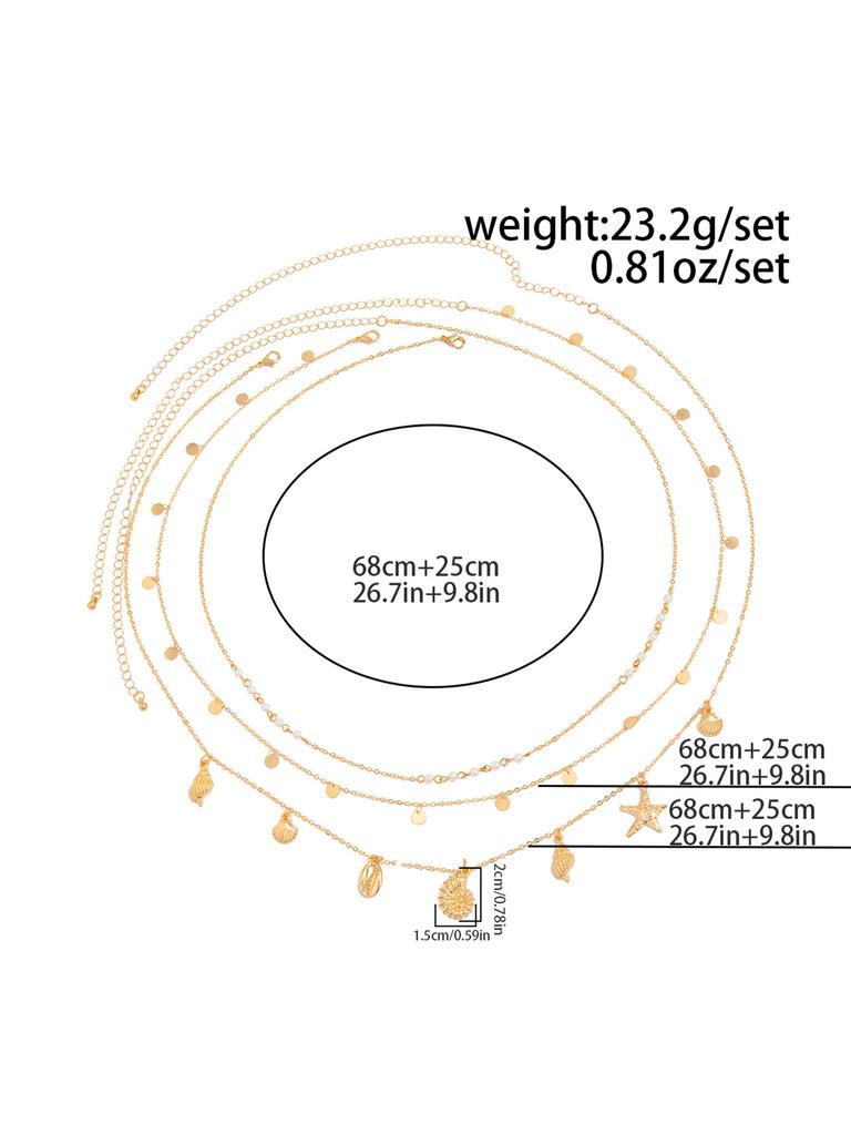 Mehrlagige Seestern Muschel Taillenkette Trendige Imitationsperle Sexy Bikini Goldfarbene Bauchkette für Frauen Mädchen Körperschmuck Geschenke