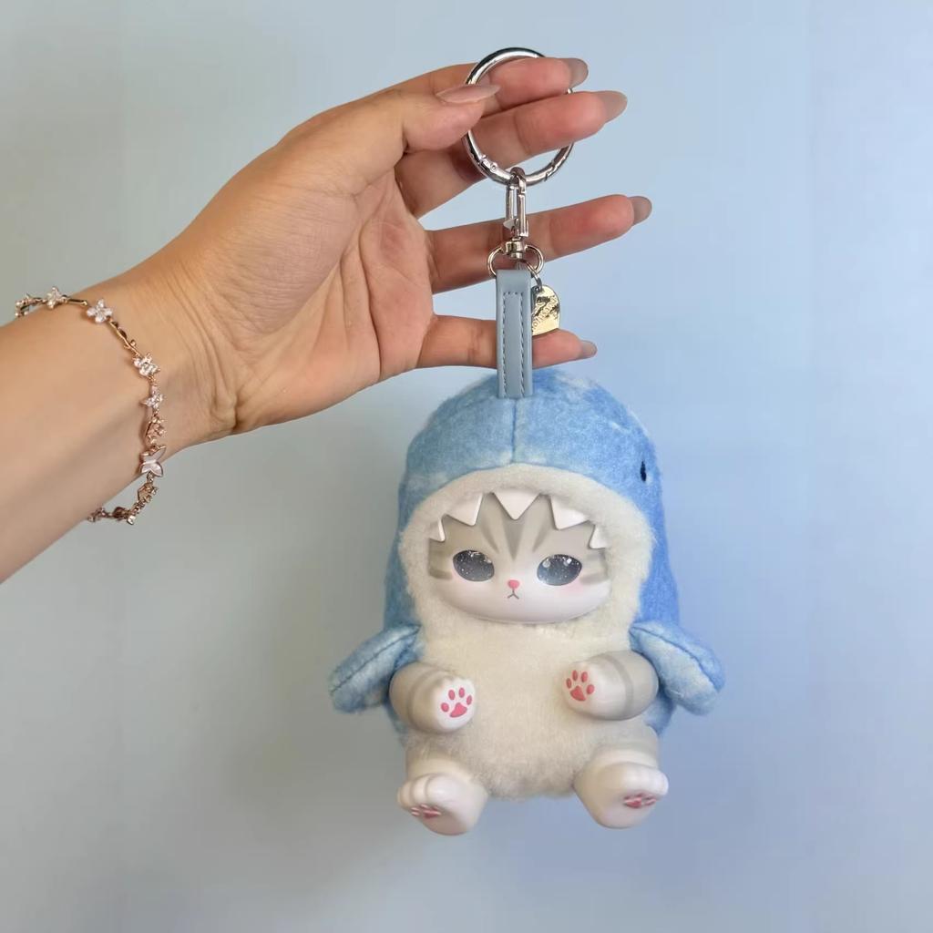 Vinyl Plush Keychain Japanese Style Cute Shark Cat Animal Costume Bag Gift For Bag Decoration Reproduction Version