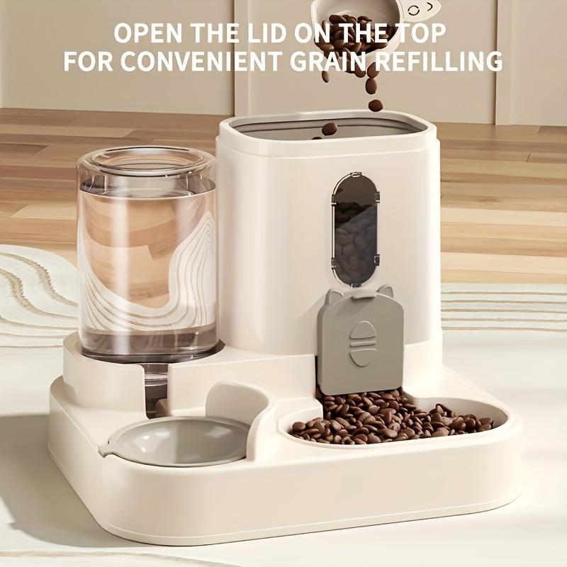 2-in-1 Pet Feeder and Water Dispenser Combo Set, Automatic Food and Water Dispenser for Small To Medium Cats and Dogs