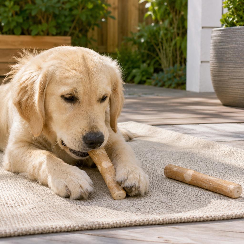 Bastoncino per Cani in Legno di Caffè Naturale - Giocattolo per Animali Domestici per Masticatori Aggressivi di Taglia Piccola e Media