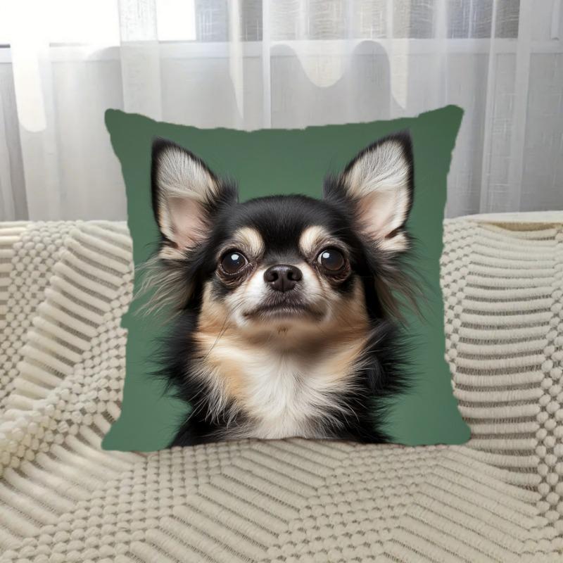 Capas de Almofada Decorativas com Estampa de Chihuahua para Cadeira Sala de Estar Capa de Almofada Aconchegante com Zíper Capas de Almofada para Sofá Quarto Decoração de Casa Interior