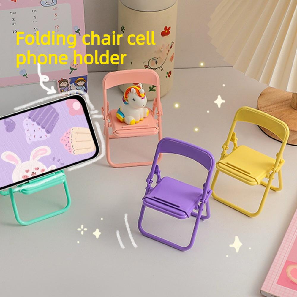 Mobile Phone Holder Cute Chair Small Chair Folding Mobile Phone Holder Push Creative Ornament Lazy Desktop Holder Portable
