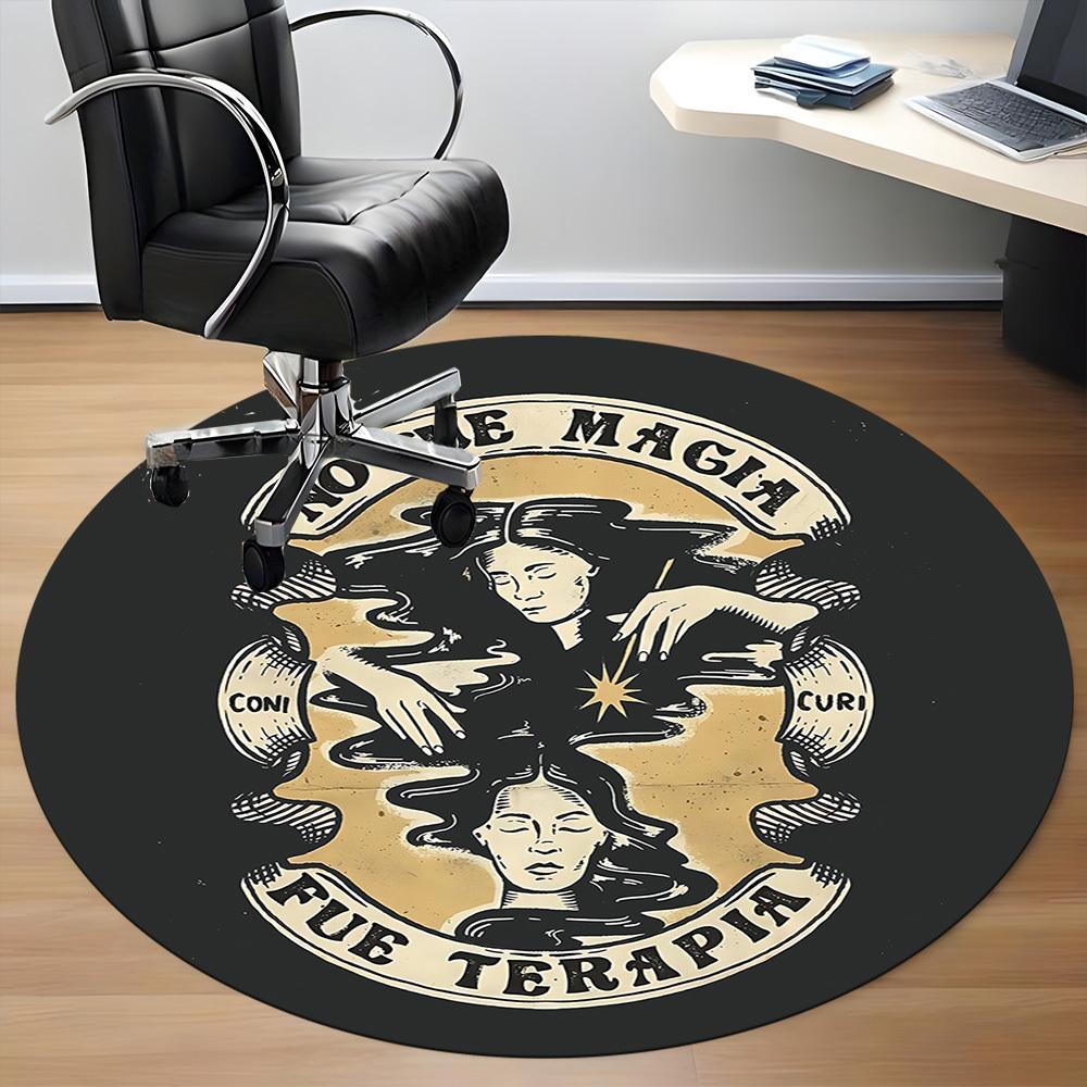 1pc Therapy Healing Relax Office Round Area Rug,  Mat Suitable For Office, Under Office Chairs Bedroom Living Room Home Decor, Room Deco