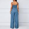 Plus Size Women Summer Jumpsuits Rompers Off Shoulder Denim Jeans Elastic High Waist Playsuits Overalls