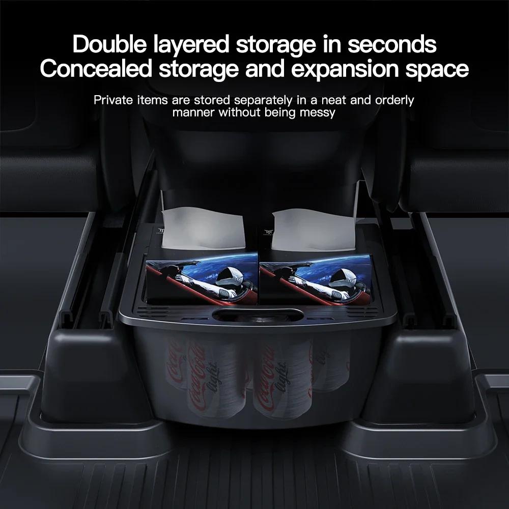For Tesla Model Y Magnetic Suction Back Row Intermediate Storage Box For Tesla ModelY Storage Box Car Accessories