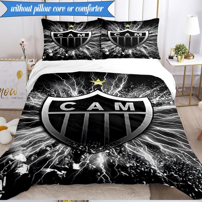 3PCS Clube Atlético Mineiro With Shield Soft Bedding Set,Including 1pc Duvet Cover And 2pcs Pillowcases Perfect for Bedroom, Dormitory, Fan gift