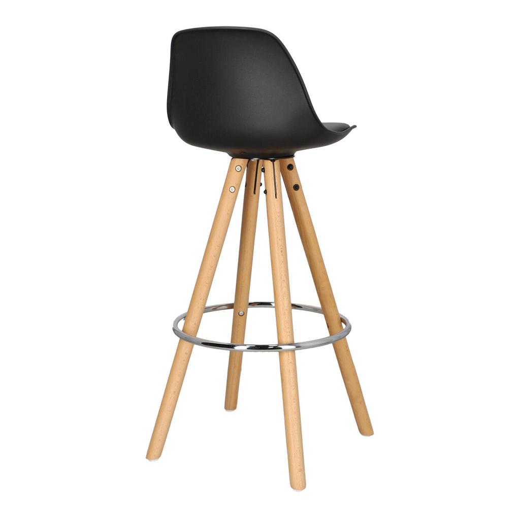 Bar Stool Nord Black Eco-leather Wood