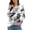 Women's Casual Fashion Retro Floral Print Long Sleeve Zipper Neck Top T-shirt